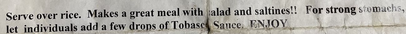 From the recipe card